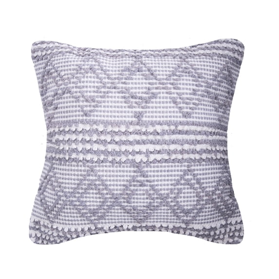Trinity Gray Geometric Woven Square Accent Throw Pillow, 18" x 18"