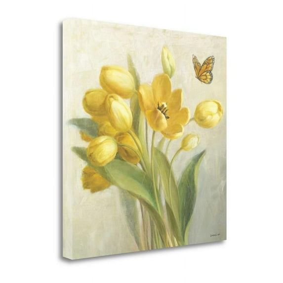 18" x 18" Yellow French Tulips By Danhui Nai- Print on Canvas Fabric Multi-Color
