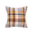 thumbnail image 1 of Zelda Plaid Orange Black White Cotton Throw Pillow 18" x 18" Autumn, 1 of 4