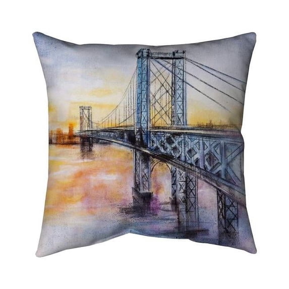 18 x 18 in. Abstract Brooklyn Bridge-Double Sided Print Outdoor Pillow Cover