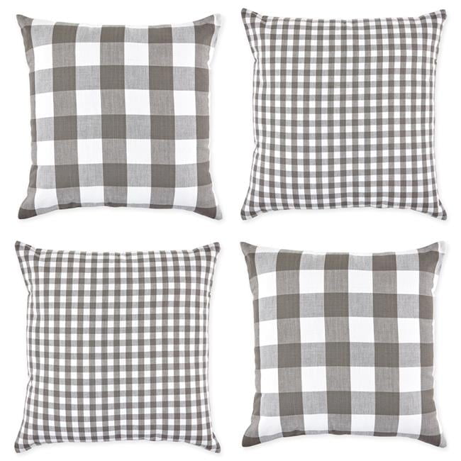 Gray and White Cotton Euro Pillow Covers Set of 4