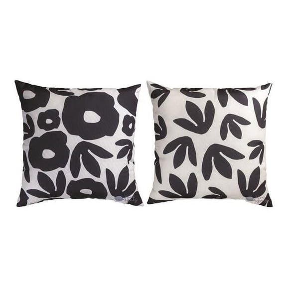 18 x 18 in. Black & White Floral Climaweave Pillow