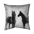 thumbnail image 1 of 18 x 18 in. Black & White Horses-Double Sided Print Outdoor Pillow Cover, 1 of 1
