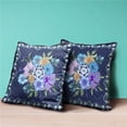 thumbnail image 1 of 18 x 18 in. Blown Seam Broad Cloth Floral Throw Pillow, Indigo, Yellow & Dark Blue, 1 of 1