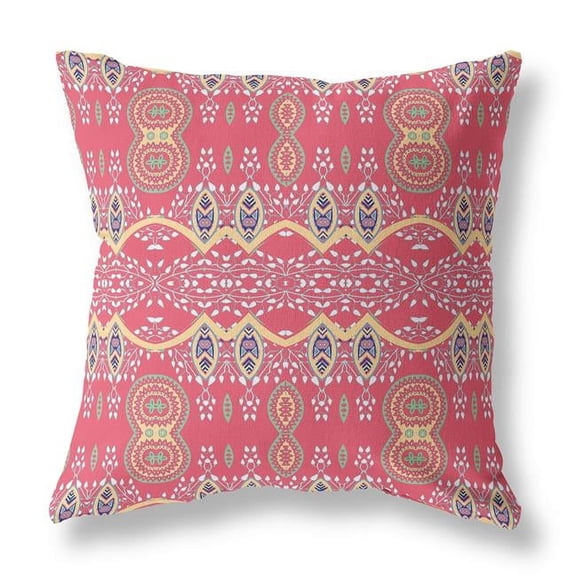 18 x 18 in. Blown Seam Paisley Indoor Outdoor Throw Pillow, Red