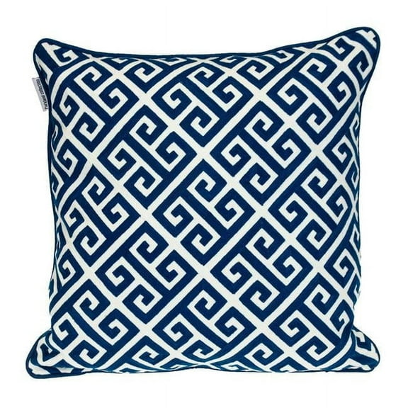 18 x 18 in. Blue 100 Percent Cotton Greek Key Zippered Pillow
