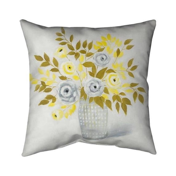 18 x 18 in. Blue & Yellow Flowers In A Vase-Double Sided Print Outdoor Pillow Cover