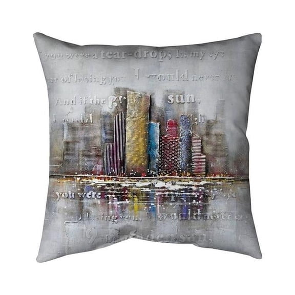 18 x 18 in. Buildings with Typography In Relief-Double Sided Print Indoor Pillow
