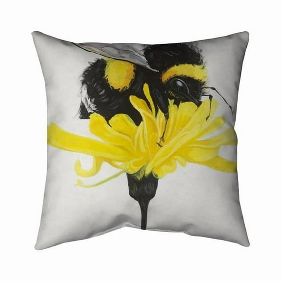 18 x 18 in. Bumblebee on A Dandelion-Double Sided Print Indoor Pillow