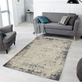 thumbnail image 1 of 18 x 18 in. Charisma Muted Grey & Ivory Medallion Distressed Rectangle Area Rug, 1 of 1