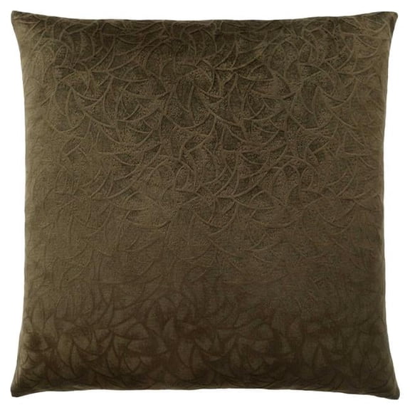 18 x 18 in. Dark Green Velvet & Polyester Floral Square Zippered Pillow