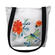 18 x 18 in. Dragonfly & Red Flower Tote Bag - Large