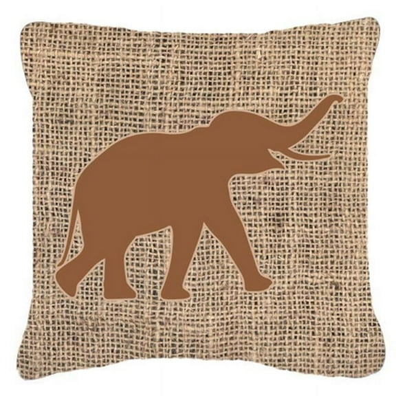 18 x 18 in. Elephant Burlap And Brown Indoor & Outdoor Fabric Decorative Pillow