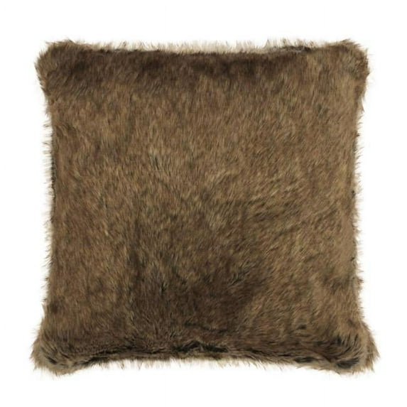 18 x 18 in. Faux Fur Cushion Cover - Tip Brown