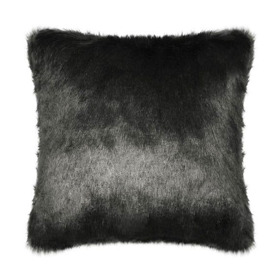 18 x 18 in. Faux Fur Decorative Cushion, Dark Grey - 100 Percent Duck Feather