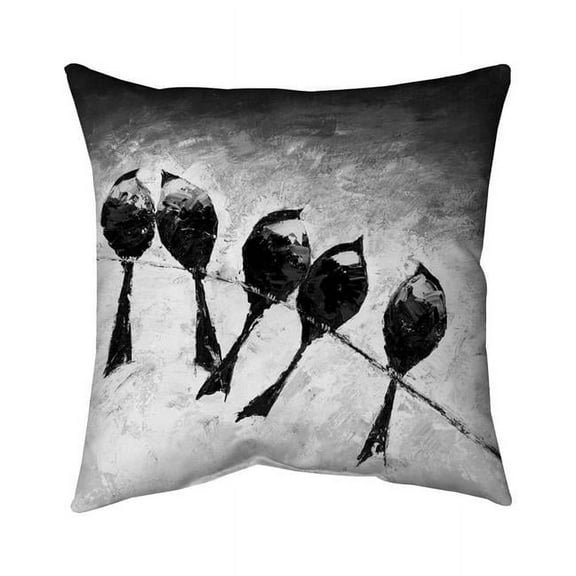 18 x 18 in. Five Birds Perched-Double Sided Print Indoor Pillow Cover