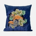 thumbnail image 1 of 18 x 18 in. Flamingo with Flower Broadcloth Indoor & Outdoor Blown & Closed Pillow - Green, Black & Blue, 1 of 1