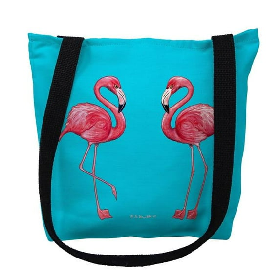 18 x 18 in. Flamingos on Turquoise Tote Bag - Large