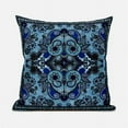 thumbnail image 1 of 18 x 18 in. Floral Paisley Broadcloth Indoor & Outdoor Zippered Pillow - Blue, Black & White, 1 of 1