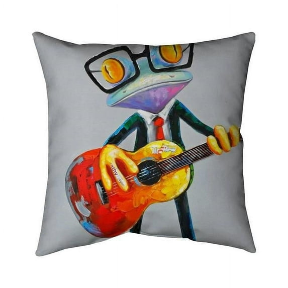 18 x 18 in. Funny Frog Playing Guitar-Double Sided Print Indoor Pillow