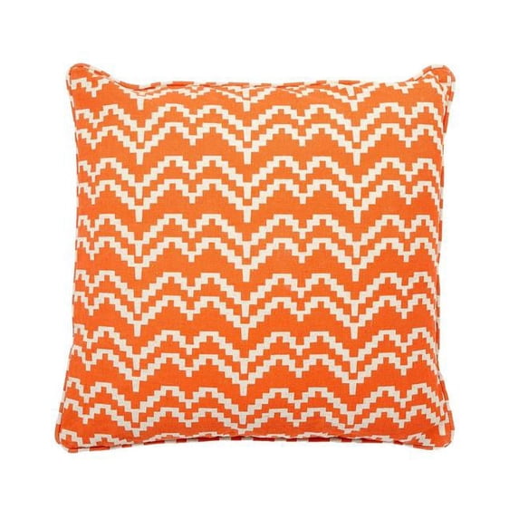 18 x 18 in. Geometrical Pillow with Polyester Insert, Orange & White