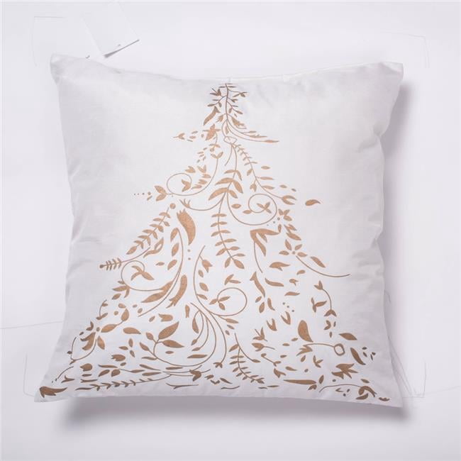 18 x 18 in. Gold Stamped White Tree Pillow
