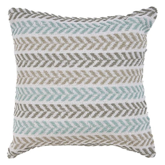 18 x 18 in. Green & White Chevron Cotton Zippered Pillow