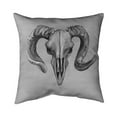 thumbnail image 1 of 18 x 18 in. Greyscale Aries Skull-Double Sided Print Indoor Pillow, 1 of 1