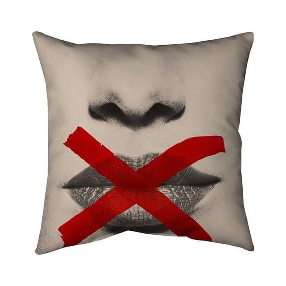 18 x 18 in. Greyscale Lips with A Red X-Double Sided Print Indoor Pillow
