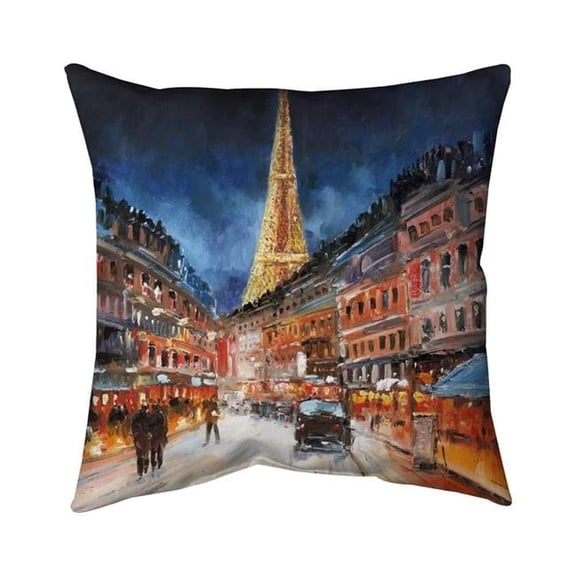 18 x 18 in. Illuminated Paris-Double Sided Print Outdoor Pillow Cover