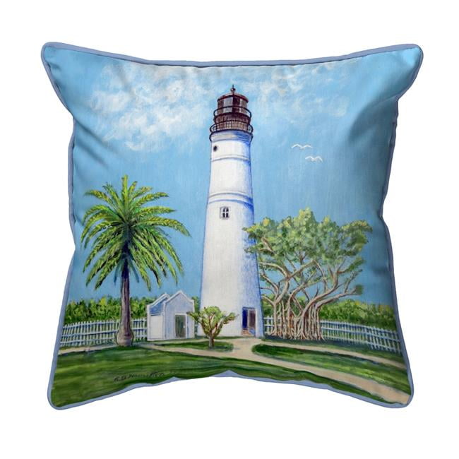 Key West Lighthouse Blue and Green Outdoor Pillow 18x18