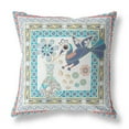 thumbnail image 1 of 18 x 18 in. Light Green Peacock Blown Seam Floral Indoor & Outdoor Throw Pillows, 1 of 1