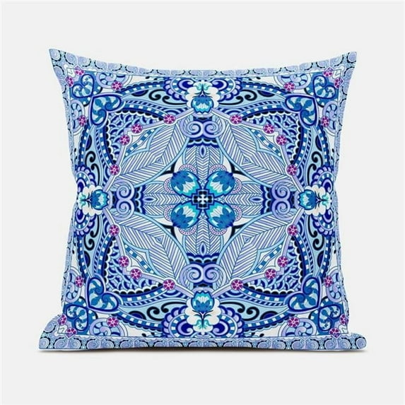 18 x 18 in. Lotus Garden Suede Zippered Pillow with Insert - White, Blue & Purple