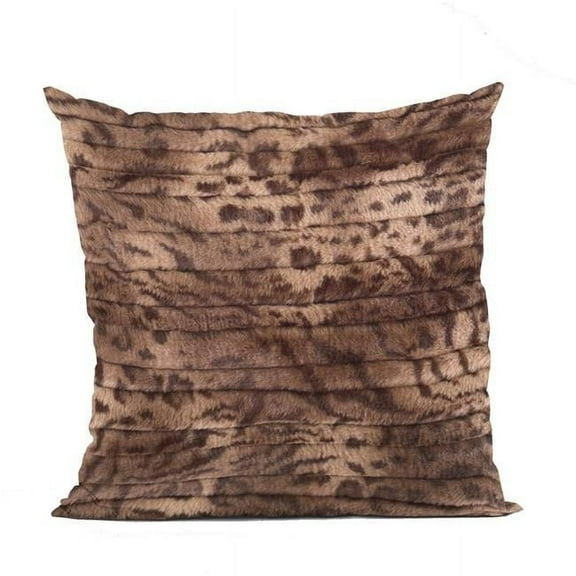 18 x 18 in. Luxe Lash Animal Faux Fur Luxury Throw Pillow, Brown