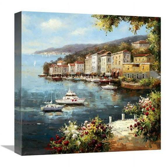 18 x 18 in. Mediterranean Yacht Harbor Art Print - Peter Bell