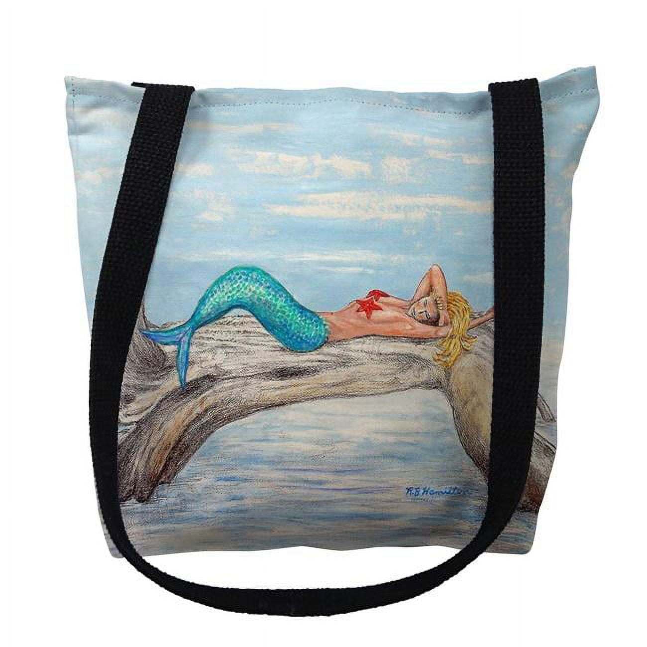 18 x 18 in. Mermaid on Log Right Tote Bag Large