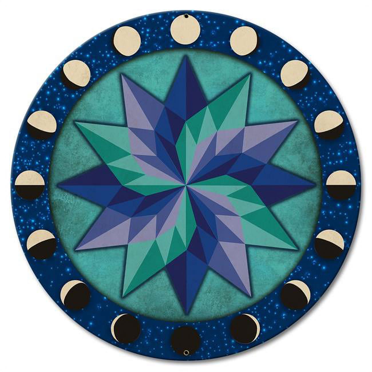 18 x 18 in. Moon Phases Hex Pinwheel Blue & Green Vintage Metal Sign ...