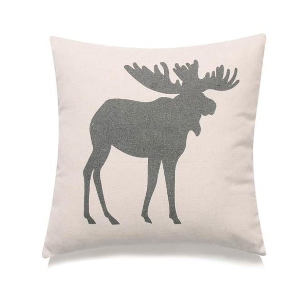 18 x 18 in. Moose Pillow with Polyester Insert, Gray