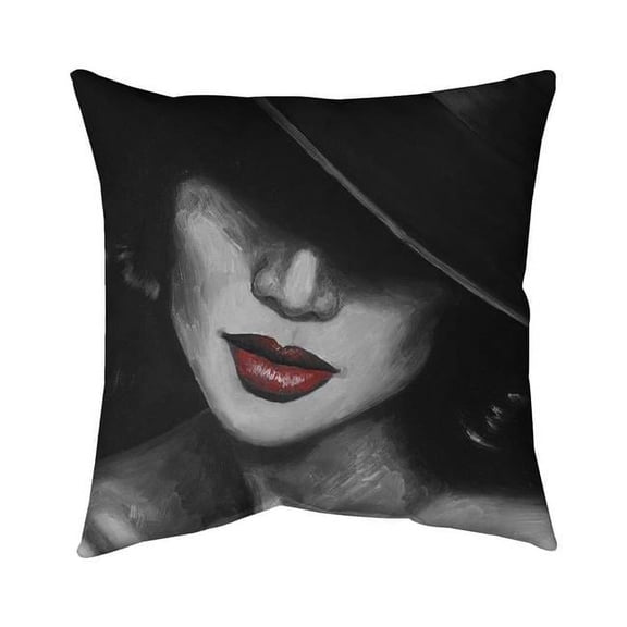 18 x 18 in. Mysterious Red Lips Lady-Double Sided Print Indoor Pillow
