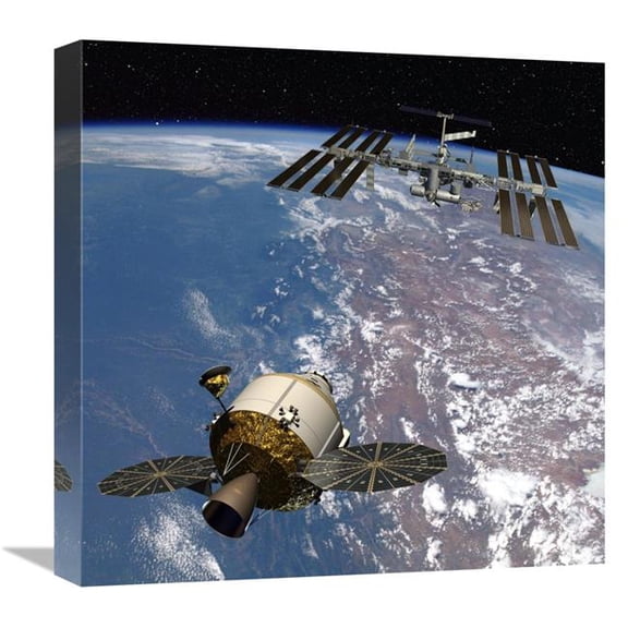 18 x 18 in. Orion Docking at the International Space Station, Project Constellation Art Print - NASA