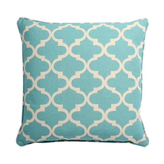 18 x 18 in. Patterned Pillow with Polyester Insert, Blue & White