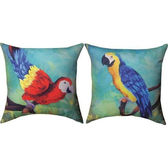 18 x 18 in. Pineapple & Parrot Outdoor Pillow