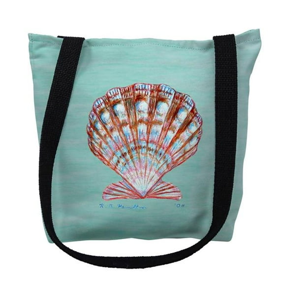 18 x 18 in. Scallop Shell on Aqua Tote Bag - Large