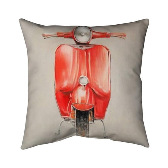 18 x 18 in. Small Red Moped-Double Sided Print Indoor Pillow