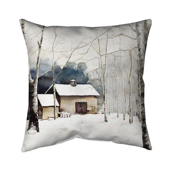 18 x 18 in. Small Winter Barn-Double Sided Print Indoor Pillow