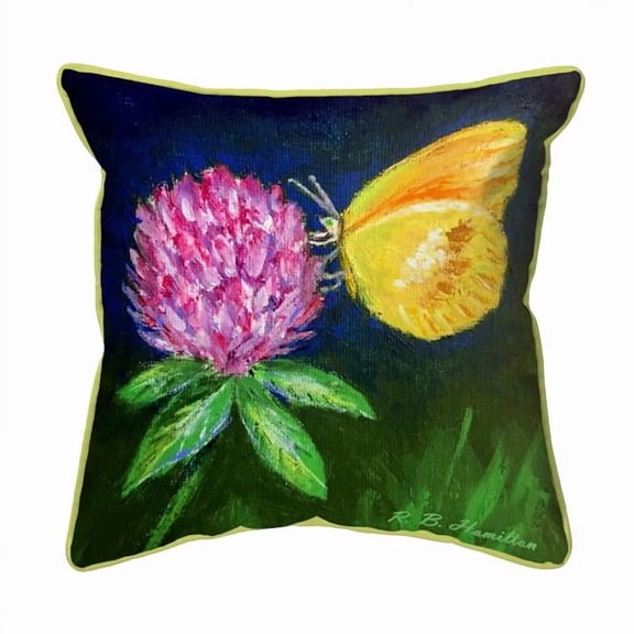 18 x 18 in. Sulphur Butterfly & Clover Indoor & Outdoor Pillow - Large