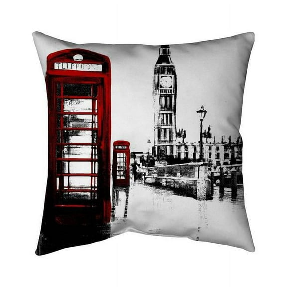 18 x 18 in. Telephone Box & Big Ben of London-Double Sided Print Indoor Pillow