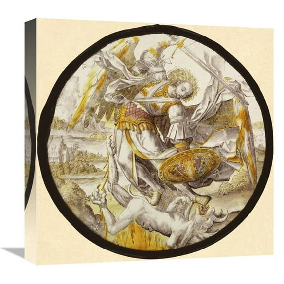 18 x 18 in. The Archangel Michael Vanquishing the Devil Art Print - Unknown 16th Century Netherlandish Glassmaker