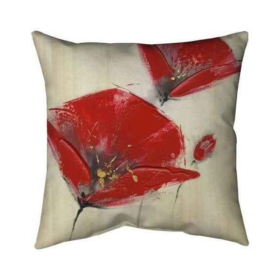 18 x 18 in. Three Red Flowers with Texture-Double Sided Print Indoor Pillow