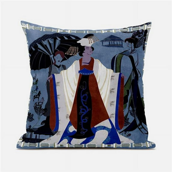 18 x 18 in. Three Woman Broadcloth Indoor & Outdoor Blown & Closed Pillow - Grey, Blue & Black
